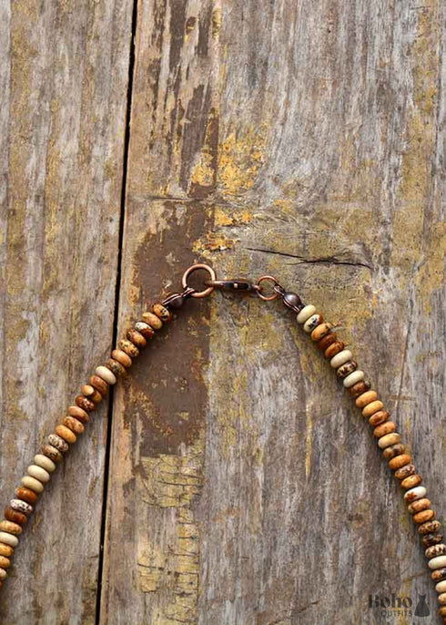 Boho Necklace, Choker Necklace, Jasper, Natural Stone